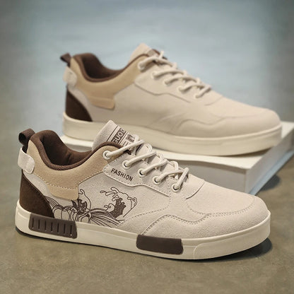 Men's easy to wipe clean casual shoes, good grip, low top lace-up sneakers, men's shoes