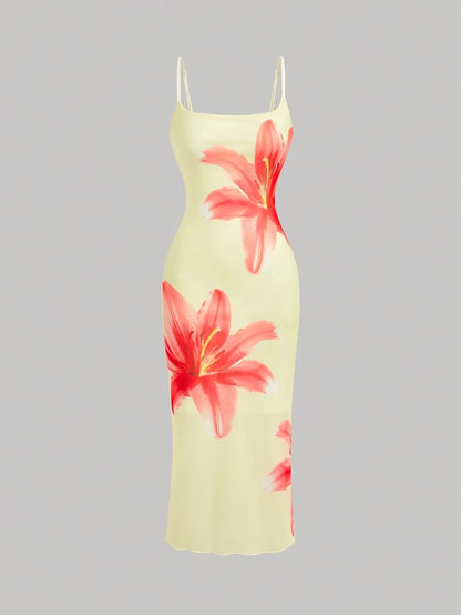 Elegant womens summer dress, resort-style dress