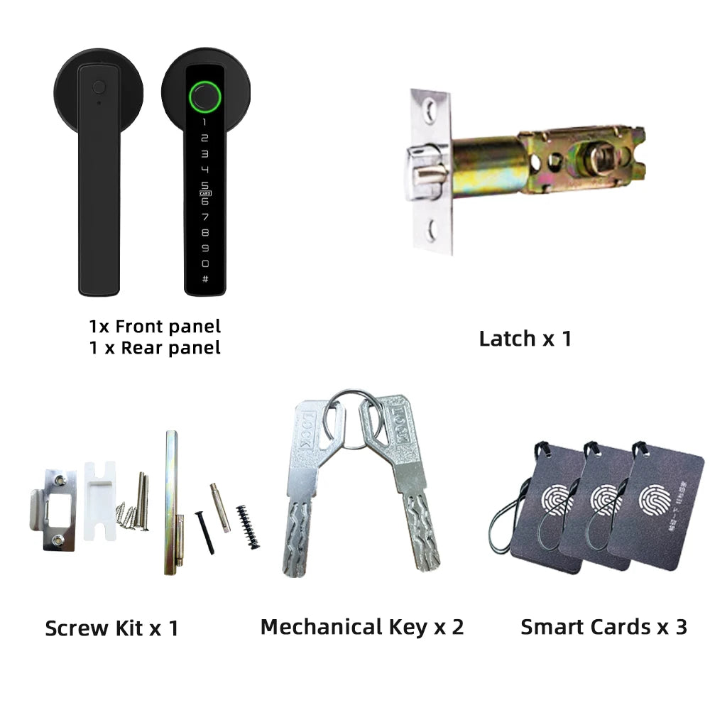 RAYKUBE M5 Tuya BLE Smart Fingerprint Türschloss Digitales elektronisches Schloss mit Passwort/Schlüssel/IC-Karte/Smartlife/Tuya APP Entsperrung