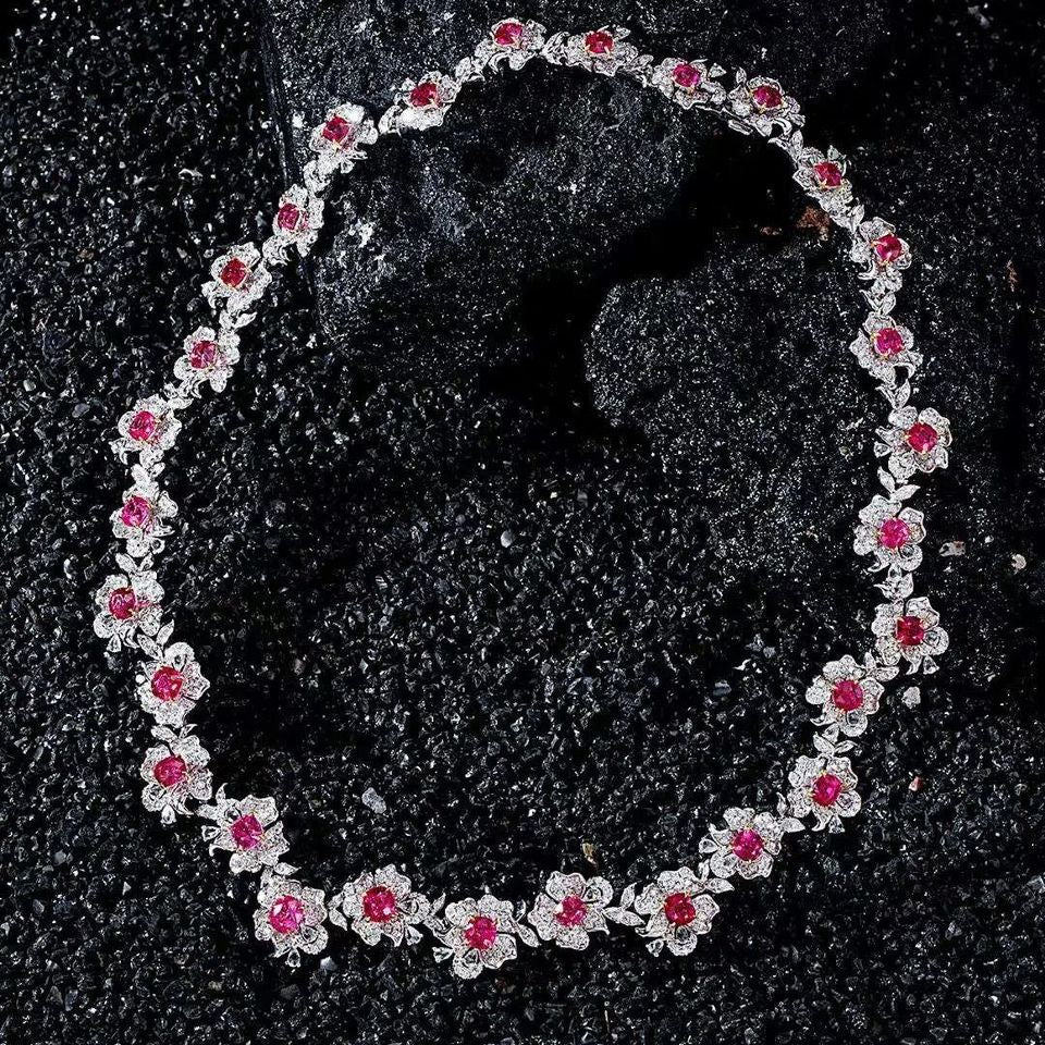Natural Spinel 14.55ct & Diamond Necklace – Solid 18K Gold | AIGS Certified
