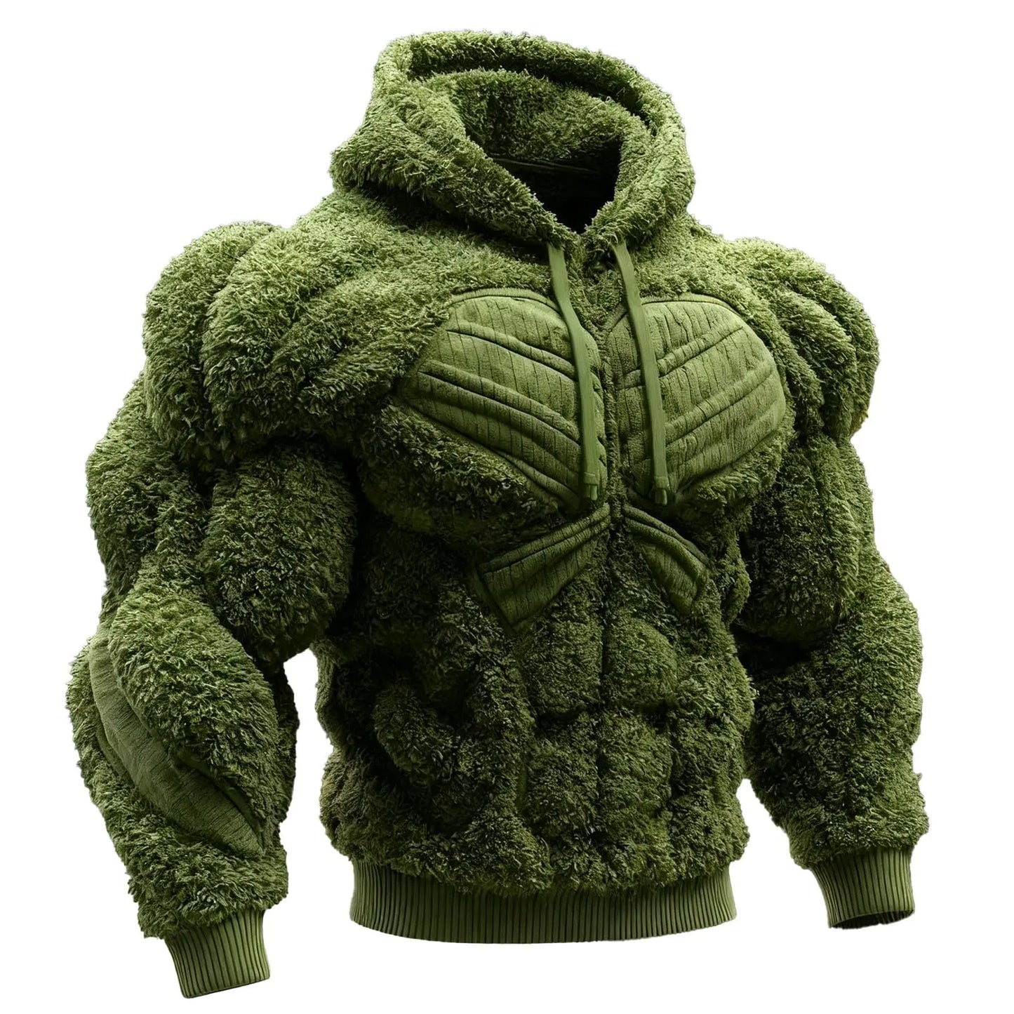 Men's Fashion Flannel Hoodie Pullover Abdominal Muscle Design Sportswear Autumn Winter Casual Long Sleeve Hooded Sweatshirt