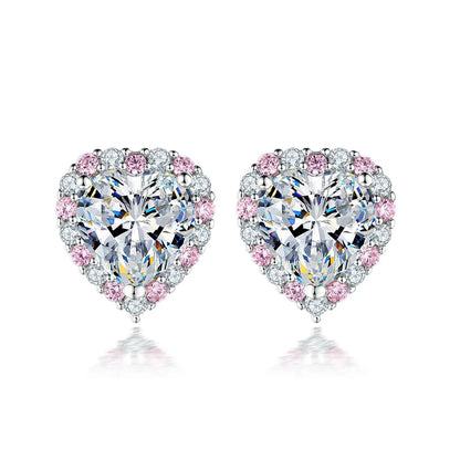 FIRERING Rosa Herz Moissanit Halskette Ohrring Set 2 Karat mit Zertifikat Diamant Test Bestanden Damen Schmuck Geschenk S925 Silber