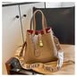 Neue Damen-Umhängetasche mit auffälligem Buchstabenmuster & Farbkontrast, geräumige, breite, gepolsterte Schultertasche, lässig-chic