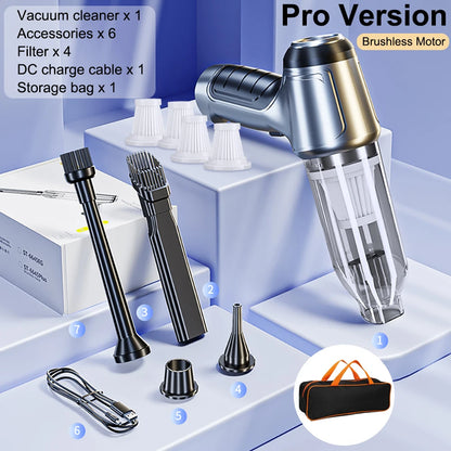 Vacuum cleaner set with accessories on a blue background