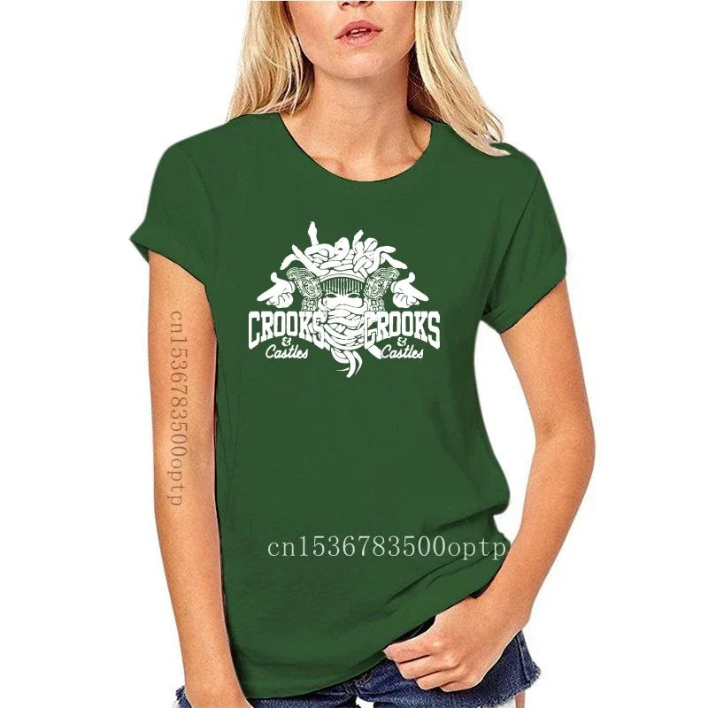 New Crooks Castles Logo Black T Shirt Herren Damen Unisex Tumblr Tee Sleeve Harajuku Tops