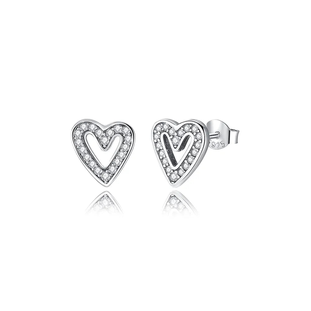 Original 925 Sterling Silber Ohrringe 2025 Stecker Creolen Kristall Ohrringe für Damen Roségold Krone Herz Unendlichkeit Biene Ohrring Schmuck