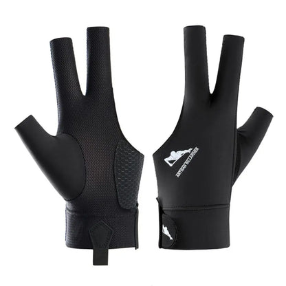 Neuer Drei-Finger-Snooker-Handschuh elastisch rutschfest Billardhandschuh linker rechter Hand atmungsaktiver Trainingshandschuh Fitness-Accessoires