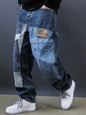 Men's Retro Washed Patch Jeans | American Style