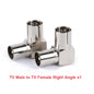 F Type to TV IEC 90 Degree Male Plug Female Jack RF Coaxial Adapter Splitter Gold Plated Connector for Cable TV Satellite TV DVR