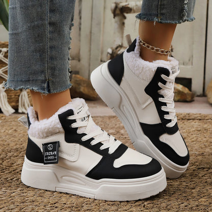 Women's Chunky Platform Sneakers Warm Plush Winter Shoes