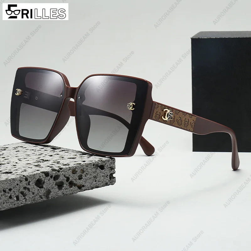 Polarized Oversized Sunglasses Ladies, TAC Lens Anti-Glare, Square Shape UV400, for Street Style and Driving, 2025 New Trendy