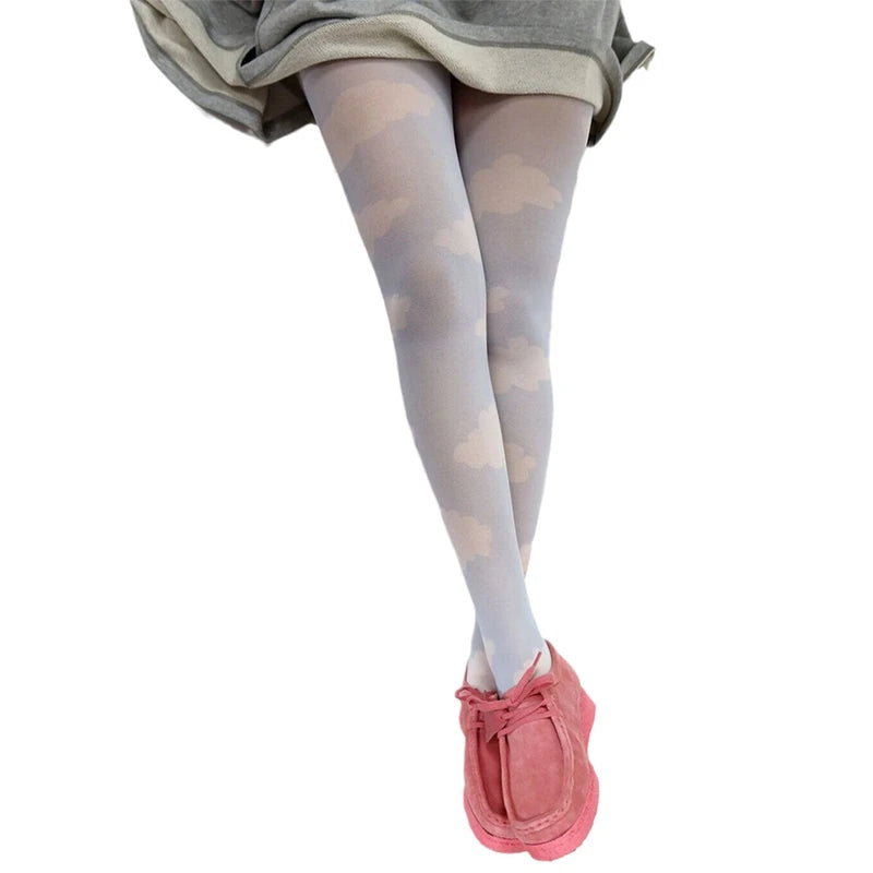 Women Patterned Pantyhose Y2k Aesthetic Tie Dye Sheer Tights Funky Print Hollow Out Mesh Stockings Leggings Grunge Streetwear
