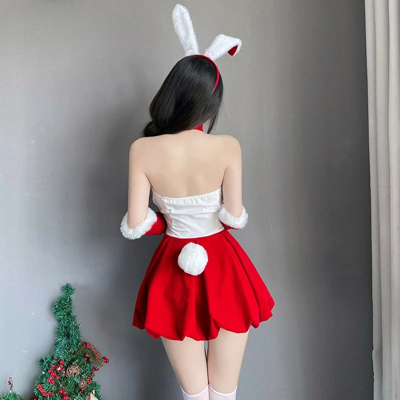 Weihnachten sexy Häschen Uniform Verführung Bandeau-Kleid