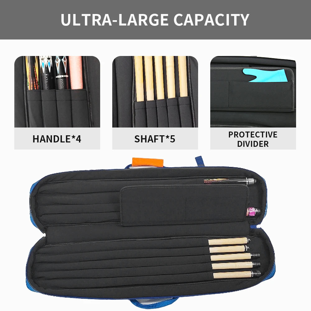 Black pencil case with compartments labeled 'Handle', 'Shaft', and 'Protective Divider' on a white background.