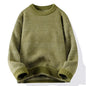 2024 Men's Autumn and Winter Warm Sweater Fashion Trend Loose Crew Neck Solid Color Bottom Shirt Men's Long Sleeve Vest Sweater