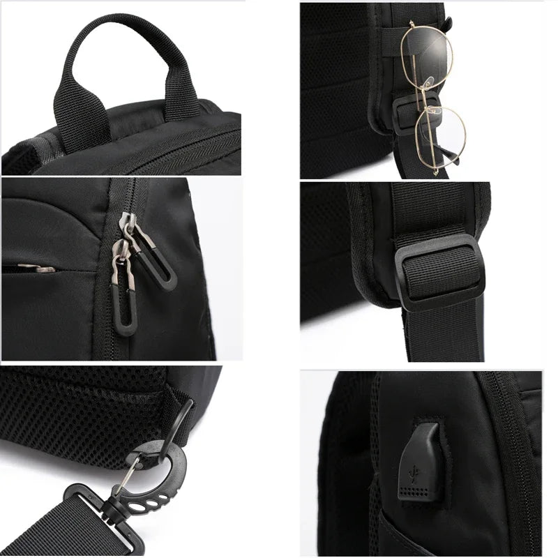 Wasserdichte USB-Multifunktions-Umhängetasche für Herren – Designer-Kuriertasche & Reise-Rucksack