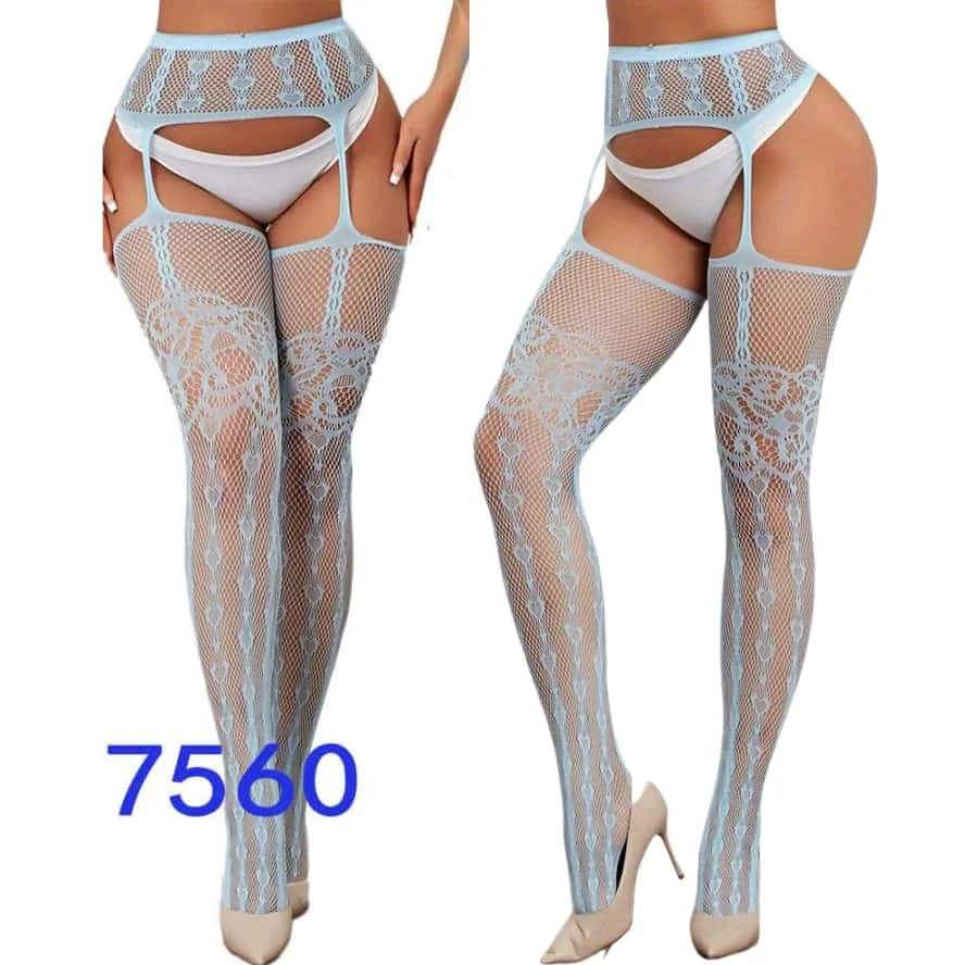 Women Fishnet Open Crotch Suspender Tights XXXL