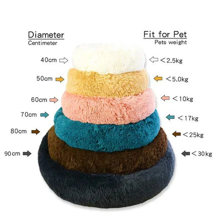 40-90cm Rundes Haustierbett für große Hunde Super Weiches Katzenbett Langes Plüsch Hundebett für mittlere Hunde Winter Warmes Schlafplatz