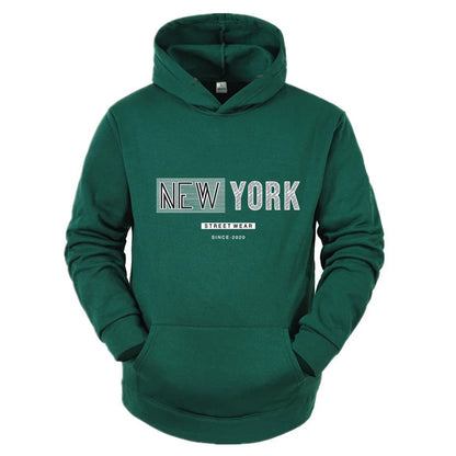 New York City Men's and Women's Hooded Fashion Letter Print Pattern Sportswear Casual Harajuku Hooded Pullover Sportswear