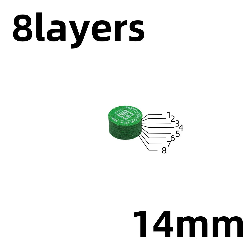 2/1PCS 14mm Billiards Pool Cue Tips 8 Layers M/H Hardness For Billiard Soul Cue Head Snooker Tips
