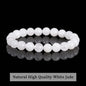 JD Natural Stone Beads Bracelet Amethyst Tiger Eye Crystal Quartz Agate Gem Beads Bangles Women Men Reiki Healling Jewelry Gift