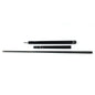 Two black pool cues on a white background