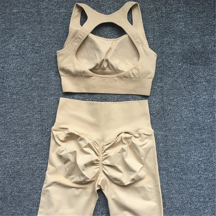 2PCS XL Seamless Women Fitness Arise Epic Yoga Sets High Waist Gym Scrunch Leggings Sports Bra Workout Active Wear Suits XP228