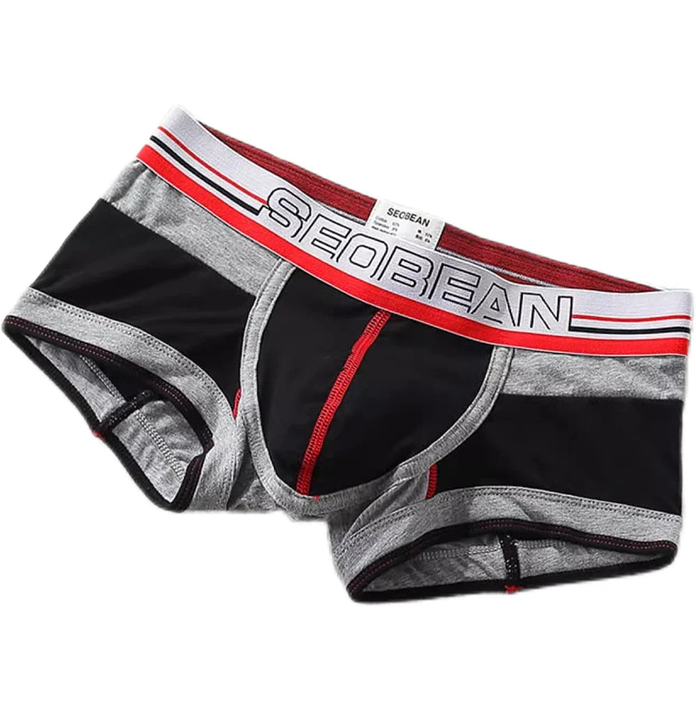 Men's Sexy Cotton Boxer Briefs | U-Pouch Contrast Color