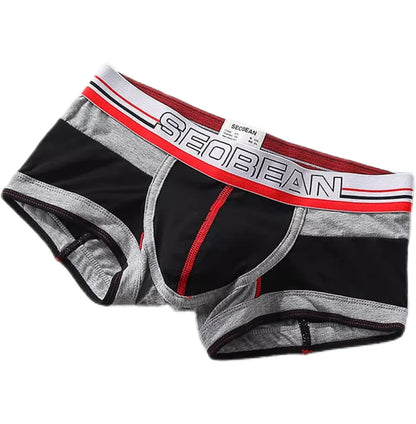 Men's Sexy Cotton Boxer Briefs | U-Pouch Contrast Color