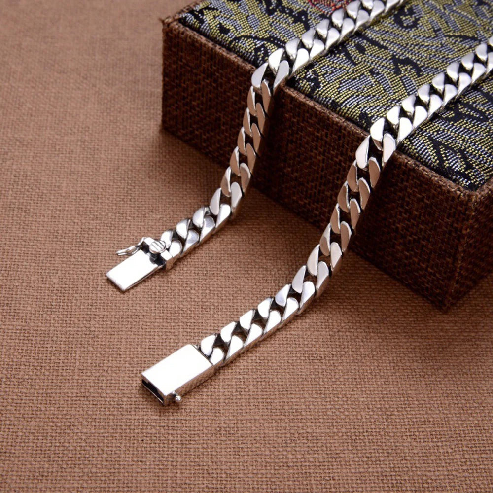 S925 Sterling Silver 10MM Wide Miami Fine Necklace Cuban Curb Chain