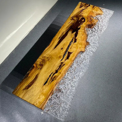 Teglex Epoxy Crystal Coffee Table | Live-Edge Solid Walnut & Rosewood