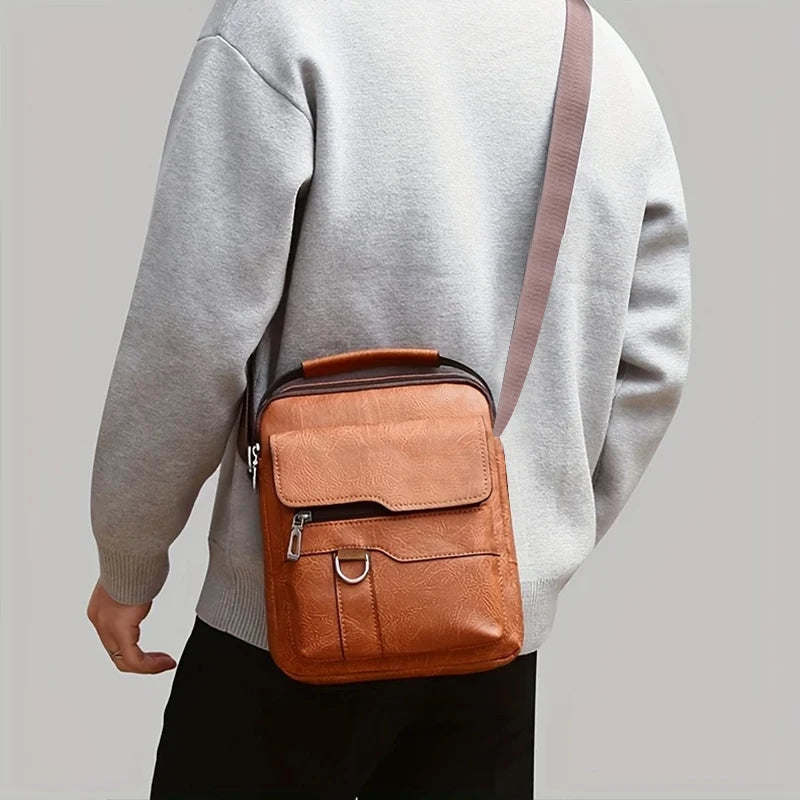 Mehrzweck-Herren-Umhängetasche für die Arbeit, PU-Umhängetasche/Aktentasche mit Griff, professioneller lässiger Tagesrucksack