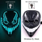 Drahtlose Neon-LED-Reinigungsmaske, im Dunkeln leuchtende Cosplay-Horrormaske, Halloween-Maskerade-Partymasken, leuchtende, lustige Verkleidung