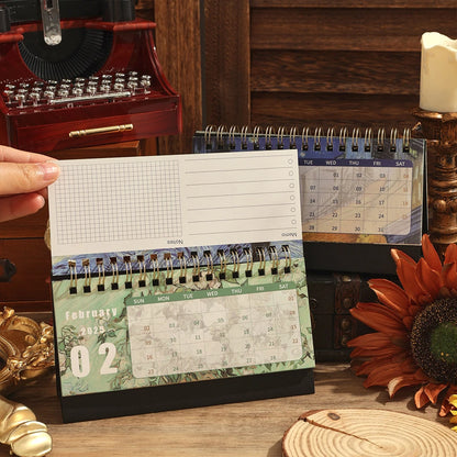 Vintage Coil Desk Calendar Tabletop Flip Memo card