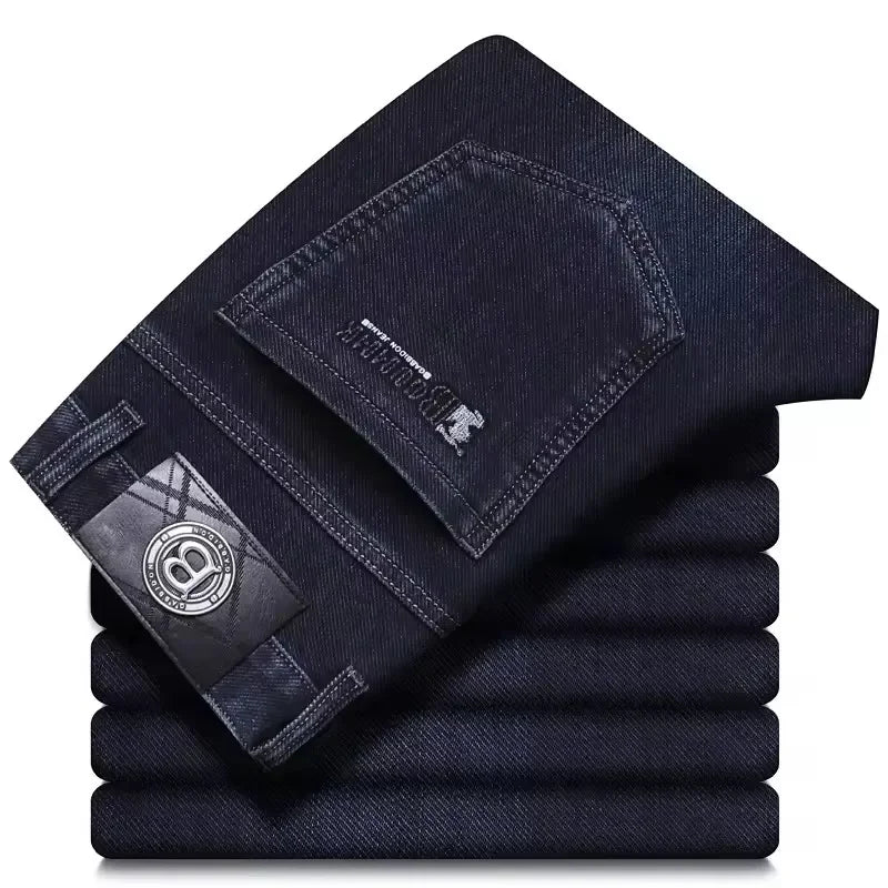 Brand Men's Straight-leg Jeans High-quality Light Luxury Embroidered Casual Versatile Fashion Slimming Smooth Silhouette Style