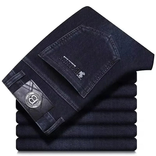 Brand Men's Straight-leg Jeans High-quality Light Luxury Embroidered Casual Versatile Fashion Slimming Smooth Silhouette Style