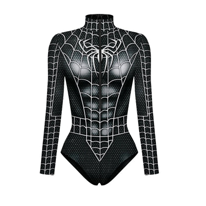 Spiderman Ganzkörperanzug für Damen und Herren, Captain Superheld Overall, 3D-Druck, Langarm Badeanzug, Halloween Karneval Cos