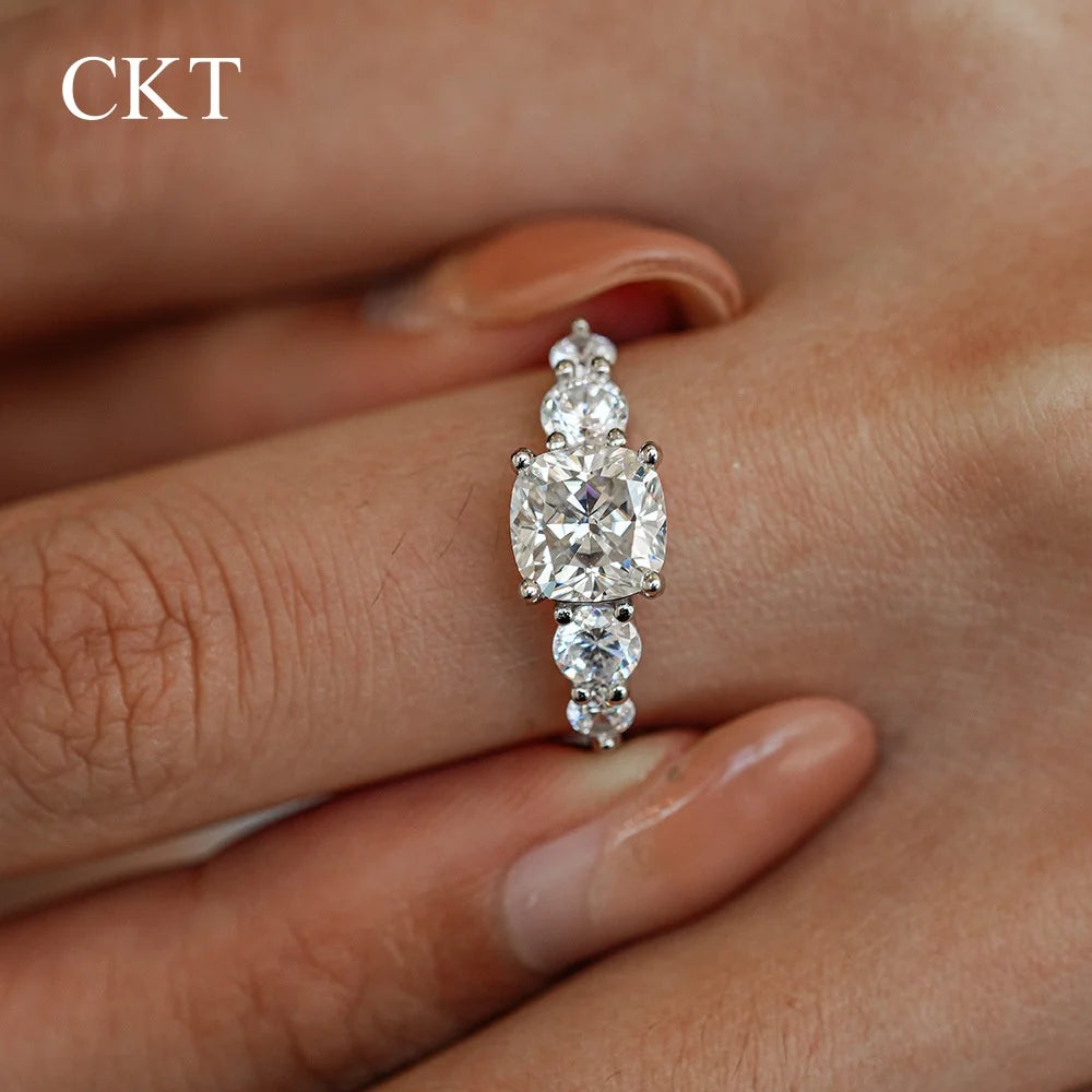 2ct Moissanite Engagement Ring 18K White Gold Princess Radiant Cut