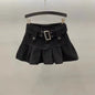 Gothic High Waisted Retro Y2k Skirt Letter Embroidery Patchwork Zipper Denim Pleated Mini Skirt Harajuku Womens Short Skirts