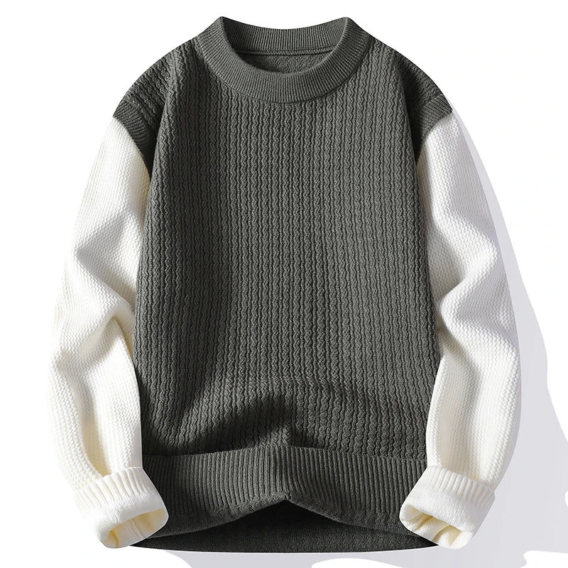 Sweater Men Autumn Winter Casual O-Neck Fashion Patchwork Long Sleeve Knitted Pullovers Mens Youthful Vitality Knit Sweaters