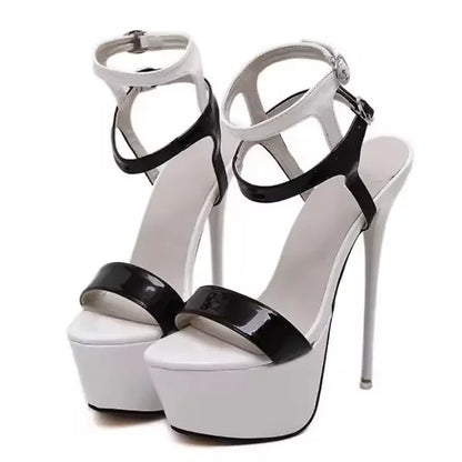 Aneikeh große Schuhgrößen 41 42 43 44 45 46 High Heels Sandalen Sommer Sexy offene Spitze Partykleid 16CM Plateau Gladiatoren Damen Pumps