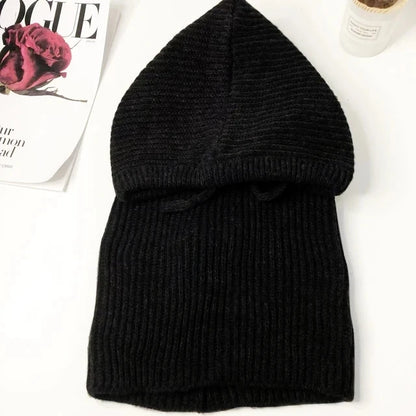 Women Knitted Balaclava Fashion Fake Collar Shawl Hooded Hat Thick Warm Beanines Winter Hat official website tool undefine