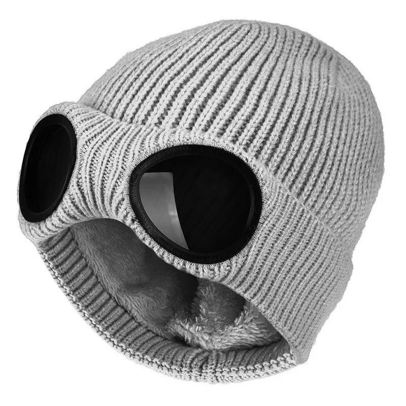 Mode Hut mit Brille Damen Winter Solid Casual Beanie Strick Koreanisch Gestrickt Orange Schwarz Kopfwärmer Mütze