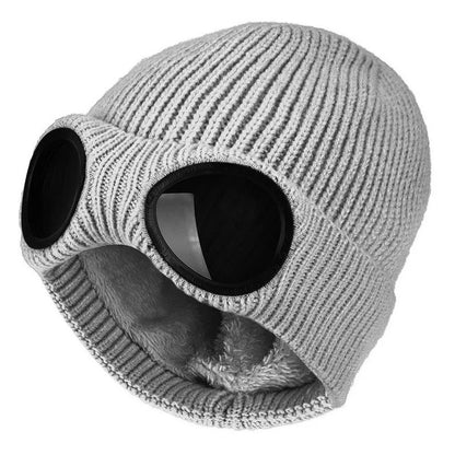 Mode Hut mit Brille Damen Winter Solid Casual Beanie Strick Koreanisch Gestrickt Orange Schwarz Kopfwärmer Mütze