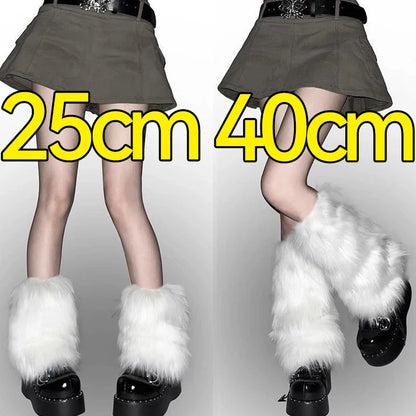 1/2Pairs Artificial Fur Plush Leg Warmers Women Autumn Winter Thermal Long Socks Girls Fashion Japanese Knee-length Stockings