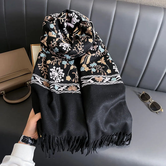 Women's Embroidery Cashmere Scarf – Pashmina Shawl Wrap