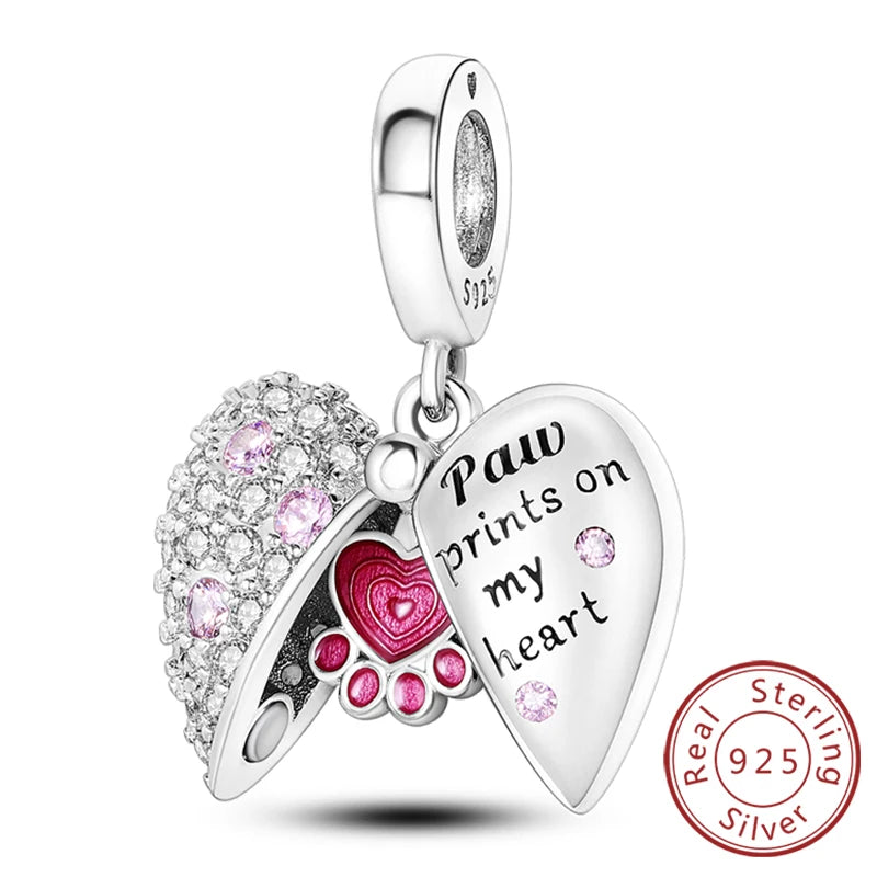 Charm 925 Sterling Silver Pink Pendant Charm Fit Original Charm Bracelet Necklace Beads DIY Jewerlry Accessories
