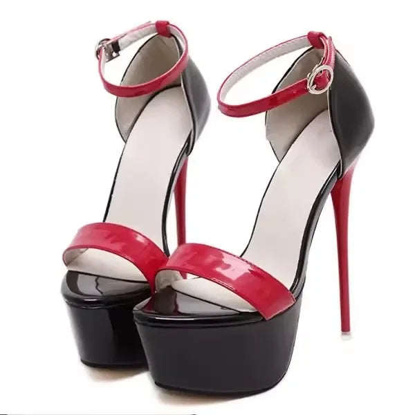 Aneikeh große Schuhgrößen 41 42 43 44 45 46 High Heels Sandalen Sommer Sexy offene Spitze Partykleid 16CM Plateau Gladiatoren Damen Pumps