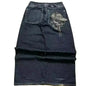 Street Fashion Trend Totenkopf bestickte Jeans Damen Harajuku Y2K Neue Hip Hop Joker Straight Wide-Leg Hosen Paar Freizeitjeans