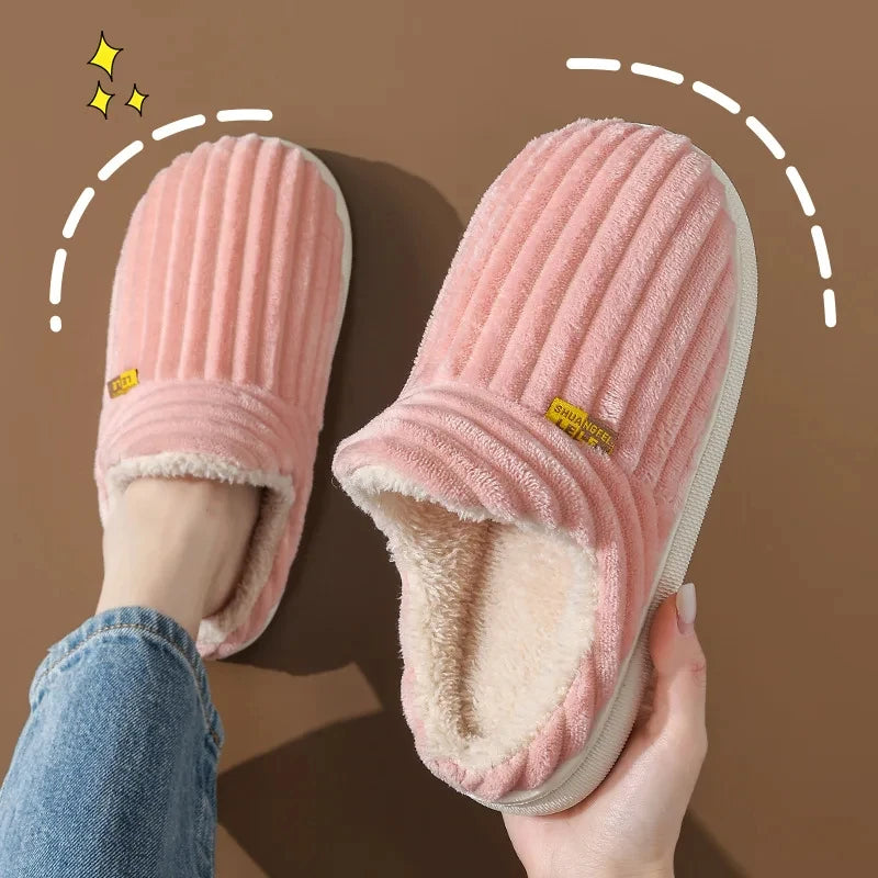 Soft Sole Fur Slippers Women Winter Warm Fuzzy Plush Shoes